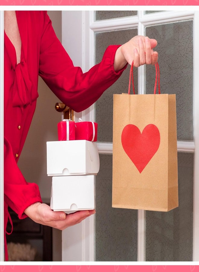 Engrowtic 150 Pcs Valentines Day Gift Bags Valentines Candy Goodie Bags with Handles Heart Love Paper Wrapping Kraft Bags for Galentines Gifts Packing Party Favors - Image 4